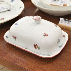 Máslenka hranatá velká - komplet dvoudílná 0,250 kg, Házenka červená linka, Český porcelán a.s.