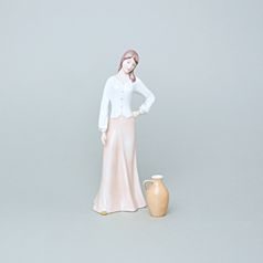 Dívka se džbánem 20,5 x 8 x 6,5 cm, Porcelánové figurky Duchcov