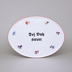 Boží požehnání (cedulka na zeď) 24,5 x 18 cm, házenka s červenou linkou, Český porcelán a.s.