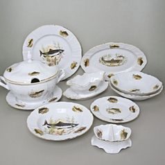 Jídelní souprava pro 6 osob, Thun 1794, karlovarský porcelán, BERNADOTTE rybářská