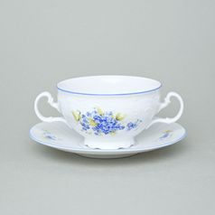 Šálek a podšálek polévkový 275 ml / 18 cm, Thun 1794, karlovarský porcelán, BERNADOTTE pomněnka