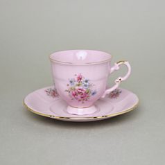 Šálek 140 ml a podšálek kávový, dekor 13, Leander, růžový porcelán