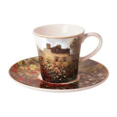 Šálek a podšálek Monetův dům, 0,1 l / 15,5 cm, jemný kostní porcelán, C. Monet, Goebel