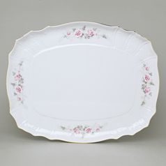 Zlatá linka: Podnos čtyřhranný 40 cm, Thun 1794, karlovarský porcelán, BERNADOTTE růžičky