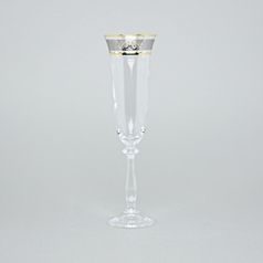 Angela 190 ml, sklenička na šampaňské, platina + zlato, 1 ks., Bohemia Crystalex