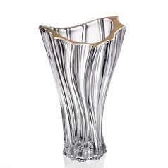 Skleněná váza Plantica, 32 cm, Zlatá linka, Aurum Crystal