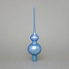 Vánoční skleněná špička na stromeček 28 cm, světle modrá 165, česká ruční práce