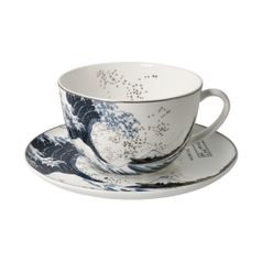 Šálek 500 ml Vlna 19 / 19 / 8,5 cm, jemný kostní porcelán, K. Hokusai, Goebel