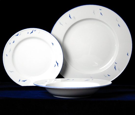 Talířová souprava pro 6 osob, Worpswede 4164 Rügen, Královský porcelán Tettau