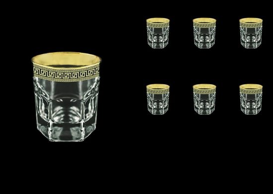 Astra Gold: Sklenice na whisky a koňak 280 ml, 6 ks., křišťál, Antique Golden Black decor