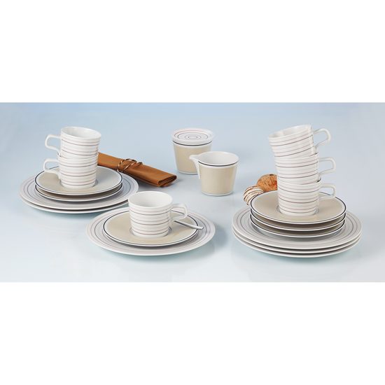 Kávová souprava pro 6 osob (20 ks), No Limits 24943 Cream Lines, Porcelán Seltmann