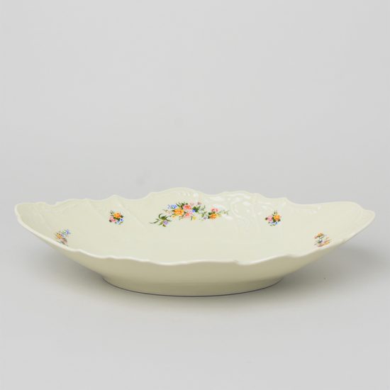 Koš na chléb a pečivo 34 cm, Thun 1794, karlovarský porcelán, BERNADOTTE ivory + kytičky