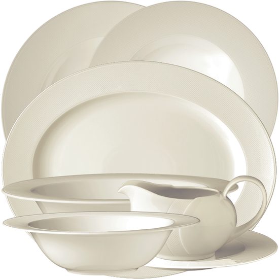 Jídelní souprava pro 6 osob (16dílná), Achat Diamant UNI, Královský porcelán Tettau