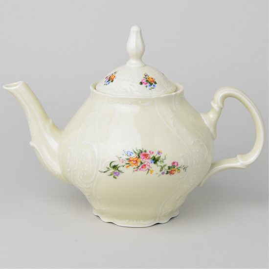 Konev čajová 1,2 l, Thun 1794, karlovarský porcelán, BERNADOTTE ivory + kytičky