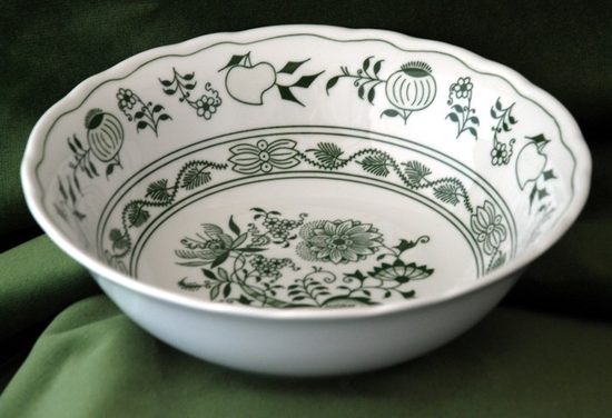 Mísa kompotová vysoká 23 cm, zelený cibulák, Český porcelán a.s.