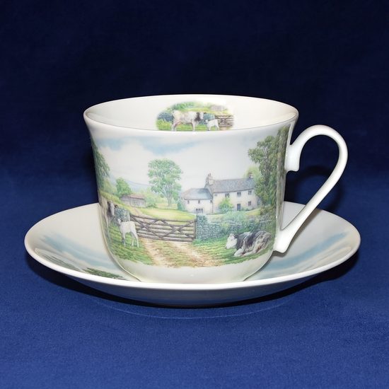 Anglický venkov: Šálek 420 ml a podšálek snídaňový, Anglický kostní porcelán, Roy Kirkham