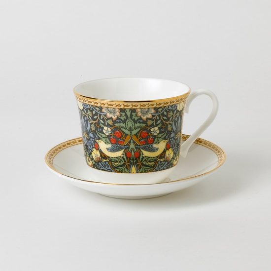 Jahody Williama Morrise: Šálek 420 ml a podšálek 17 cm snídaňový, anglický kostní porcelán, Roy Kirkham