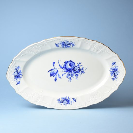 Mísa oválná 34 cm, Thun 1794, karlovarský porcelán, BERNADOTTE modrá růže