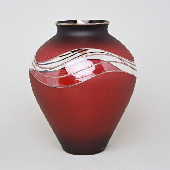 Studio Miracle: Váza červená, 22,5 cm, ruční dekorace Vlasta Voborníková