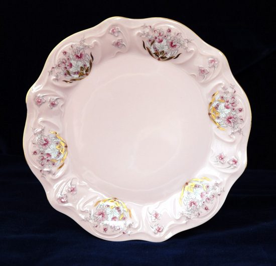 Talíř dezertní 19 cm, Olga 585 Mucha, Růžový porcelán z Chodova