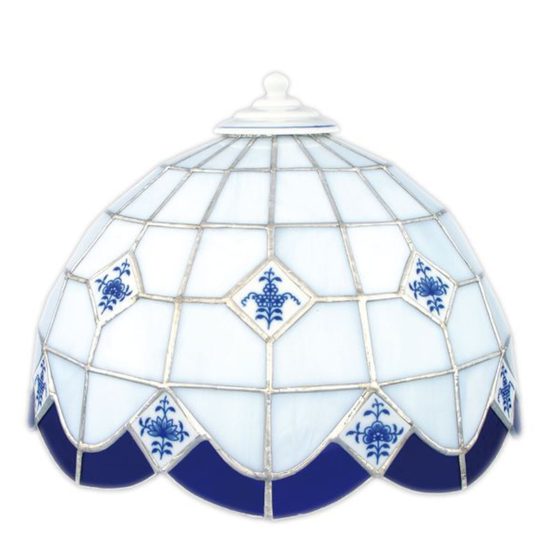 Stínítko vitráž k lampovému podstavci, vrchní díl, Cibulák, originální z Dubí