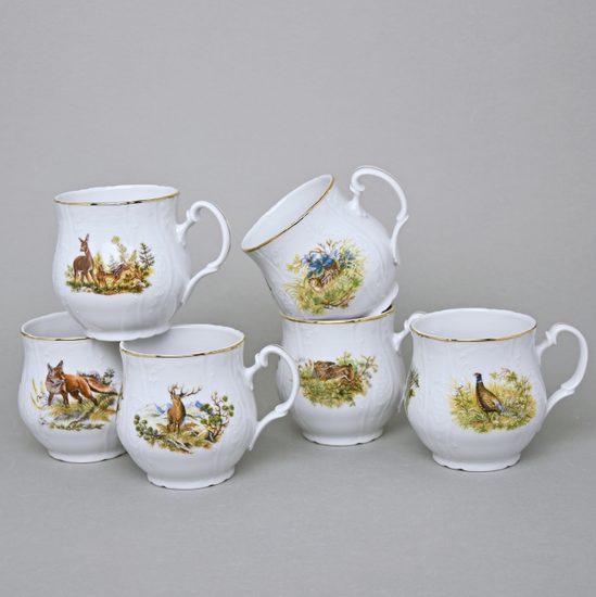 Hrnek Jonáš 310 ml, 6 ks, Thun 1794, karlovarský porcelán, BERNADOTTE myslivecká