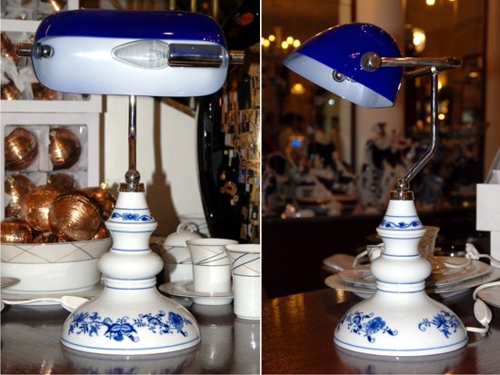 Lampa bankovní 39 cm modré stínítko, Lampy a lustry