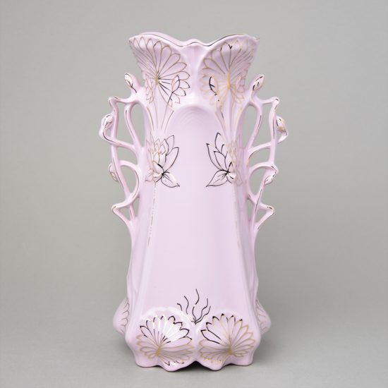 Váza leknín 26,5 cm, Růžový porcelán z Chodova