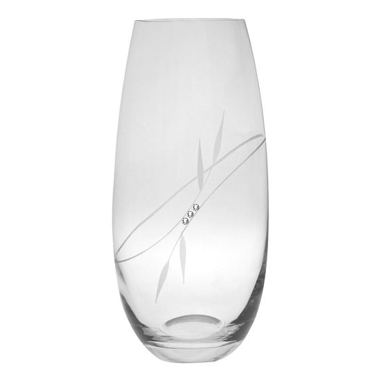 Křišťálová váza 25 cm (5691) lístky, zdobená krystaly Swarovski