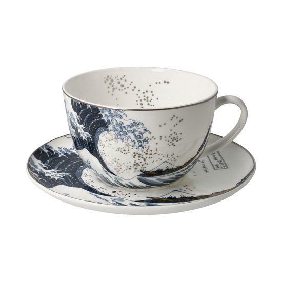 Šálek a podšálek Velká vlna, 500 ml / 19 cm, jemný kostní porcelán, K. Hokusai, Goebel