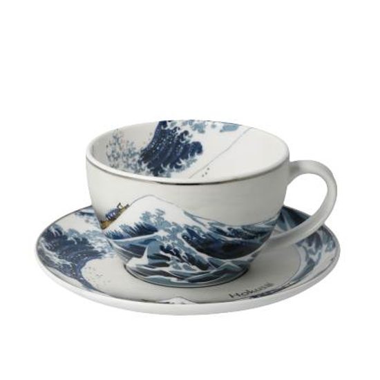 Šálek a podšálek Velká vlna, 250 ml / 15 cm, jemný kostní porcelán, K. Hokusai, Goebel