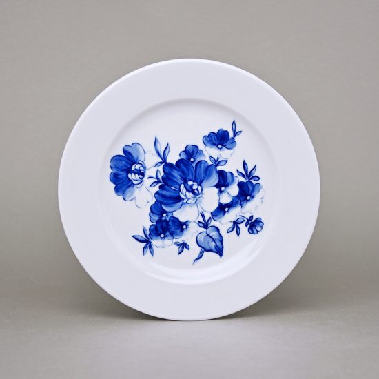 Talíř dezertní 21 cm, velká modrá květina, Český porcelán a.s.