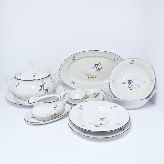 Constance husy: Jídelní souprava pro 6 osob, Thun 1794, karlovarský porcelán