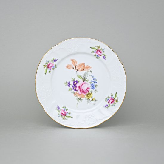 Talíř dezertní 19 cm, Thun 1794, karlovarský porcelán, BERNADOTTE míšeňská růže