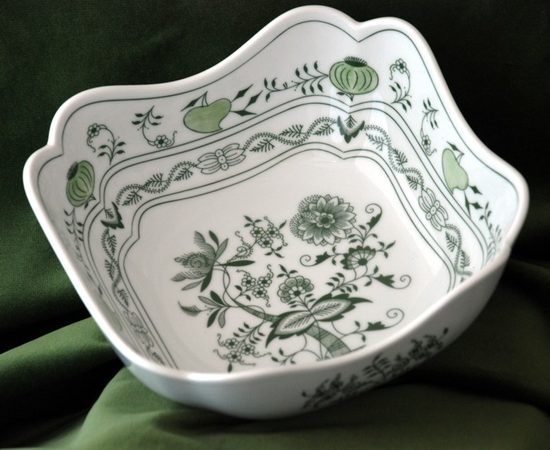 Mísa salátová čtyřhranná vysoká 21 cm, zelený cibulák, Český porcelán a.s.