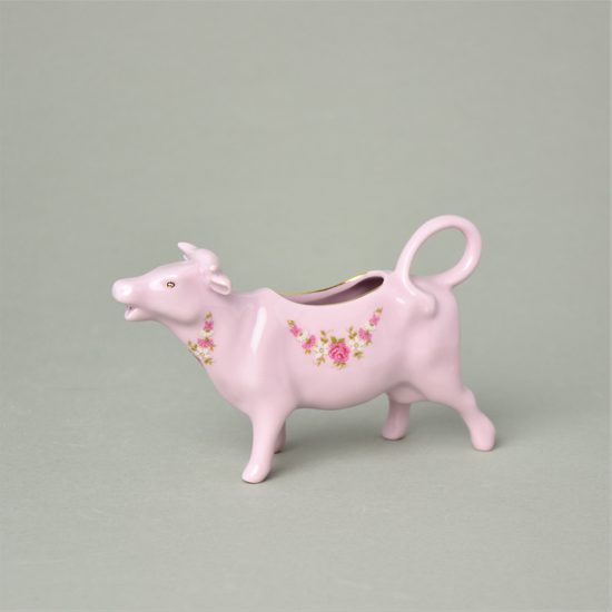 Mlékovka kravička 14,5 x 9 cm, dekor 158, Leander, růžový porcelán