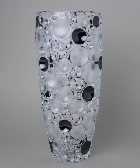 Váza Lisboa 35 cm křišťálová - černé a stříbrné puntíky, Jihlavské sklárny Bohemia 1845