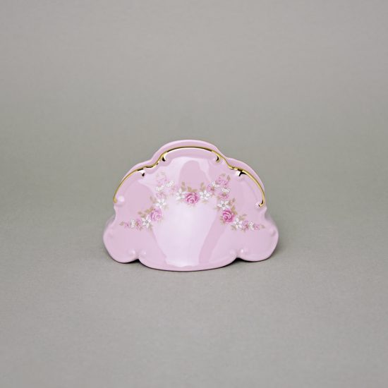 Stojánek na ubrousky 10,5 x 6,5 cm, dekor 158, Leander, růžový porcelán