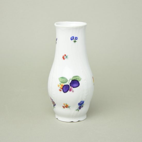 Váza 19 cm, Thun 1794, karlovarský porcelán, BERNADOTTE švestky a květy