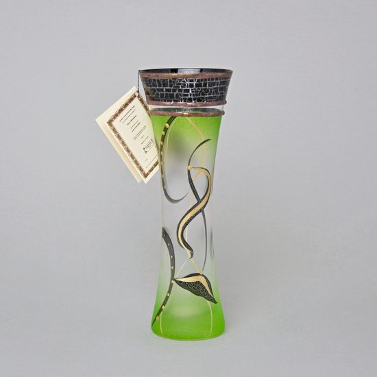 Studio Miracle: Váza zelená, 19,5 cm, ruční dekorace Vlasta Voborníková