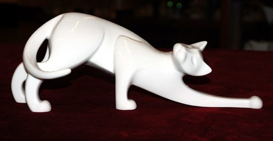 Kocour 36 x 15 x 13 cm, Porcelánové figurky Duchcov