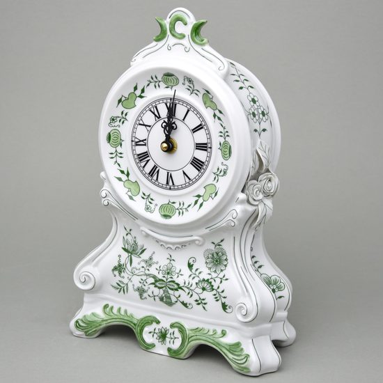 Krbové hodiny s růžemi 28 cm, zelený cibulák, Český porcelán a.s.