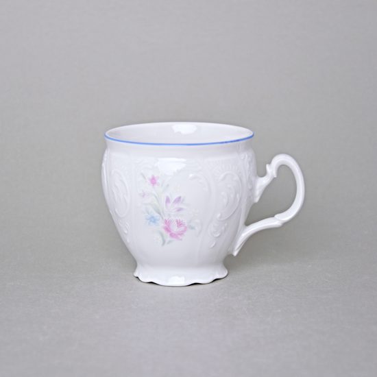 Šálek vysoký 220 ml, Thun 1794, karlovarský porcelán, BERNADOTTE modro-růžové kytičky