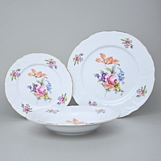 Talířová souprava pro 6 osob, Thun 1794, karlovarský porcelán, BERNADOTTE míšeňská růže