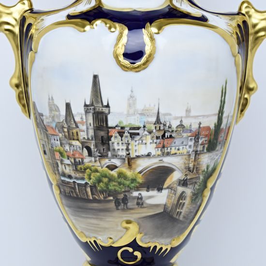 Dekorativní váza Praha 60 cm, Haas a Czjzek, ruční malba Radka Vidímová
