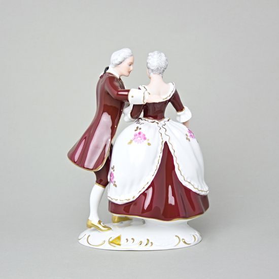 Pár rokoko 16 x 10,5 x 22 cm, Purpur, Porcelánové figurky Duchcov