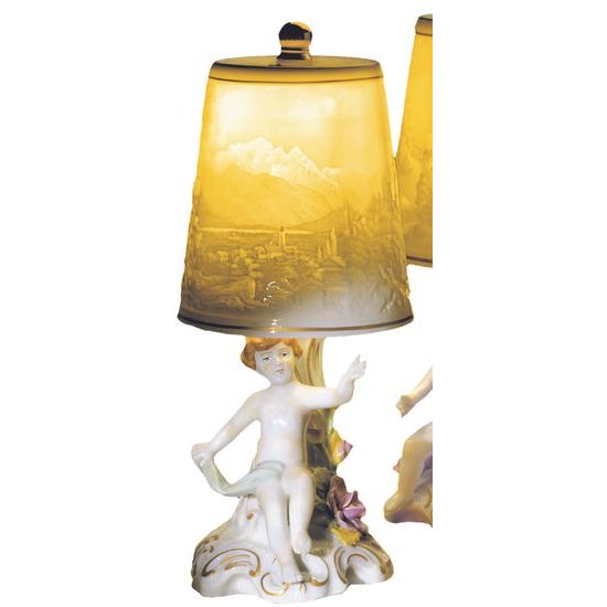 Lampa Dívka se šálou 12 x 12 x 24 cm, Porcelánové figurky Plaue