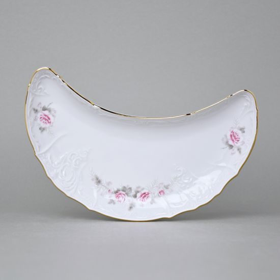 Zlatá linka: Miska na kosti 22 cm, Thun 1794, karlovarský porcelán, BERNADOTTE růžičky