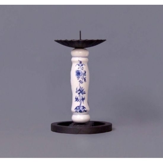 Krbový svícen chalupářský 18,5 cm (porcelán plus železo), Cibulák, originální z Dubí