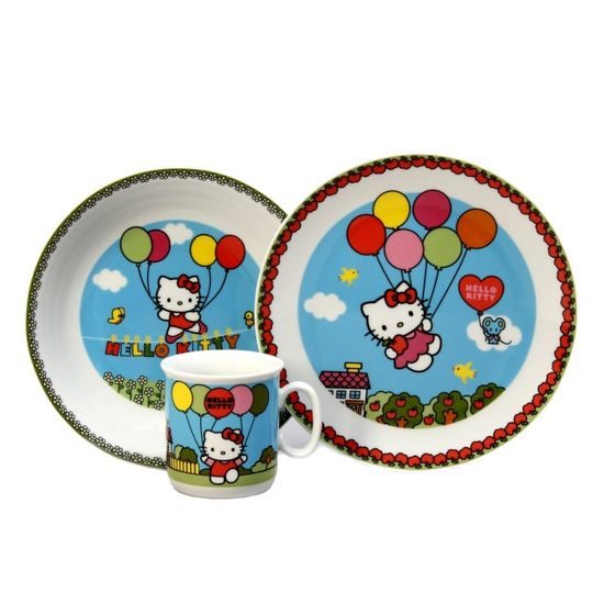 Dětská porcelánová sada Hello Kitty, modrá, Thun 1794 karlovarský porcelán